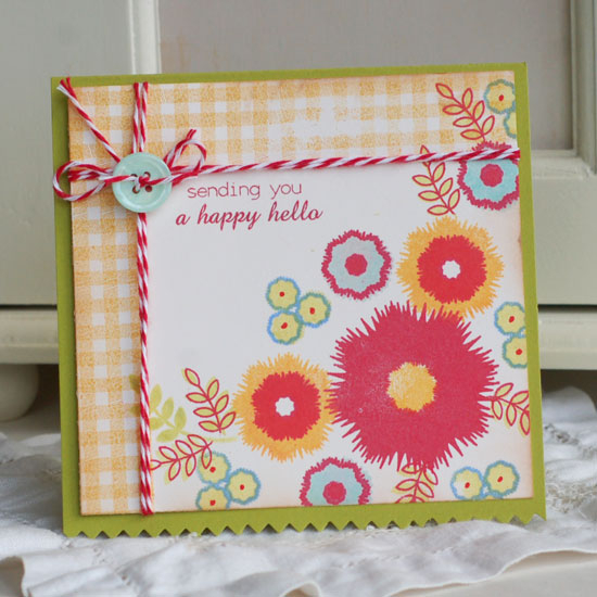 Stamps:  Sending You, Background Basics: Gingham<br />
Ink:  Summer Sunrise, Pure Poppy, Aqua...