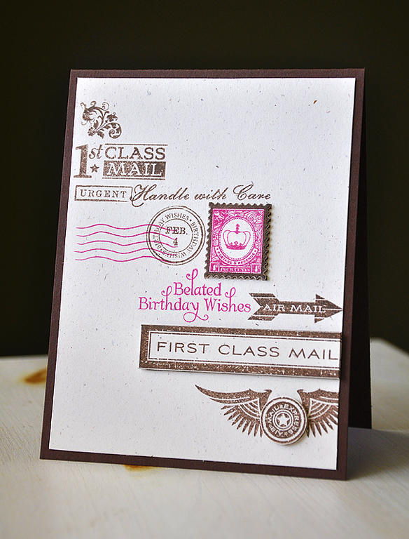 Stamps: Postmarks &amp; Inside &amp; Out: Birthday<br />
Ink: Dark Chocolate &amp; Raspberry...