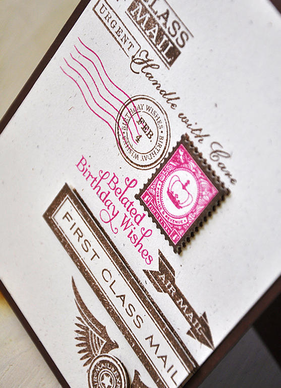 Stamps: Postmarks &amp; Inside &amp; Out: Birthday<br />
Ink: Dark Chocolate &amp; Raspberry...