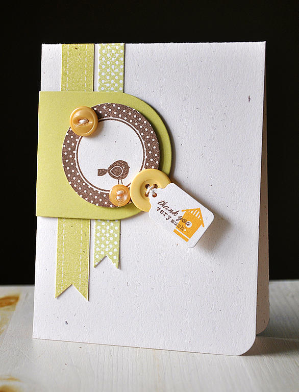 Stamps:  Tag-its #2 &amp; Ribbon Tails<br />
Ink:  Spring Moss, Dark Chocolate &amp; Summer...