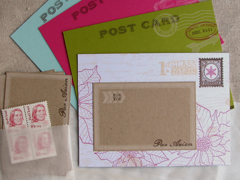 {Air Mail} Postcard set <br />
Stamps - Postmarks, Label Basics (both to be released 3/15/11),...