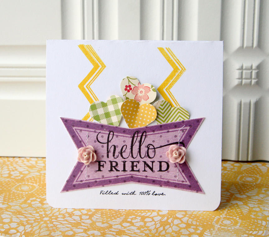 Hello Friend card:<br />
Stamps: Ad Sense (basket and 100% saying), Chevron Stripes (stripes),...