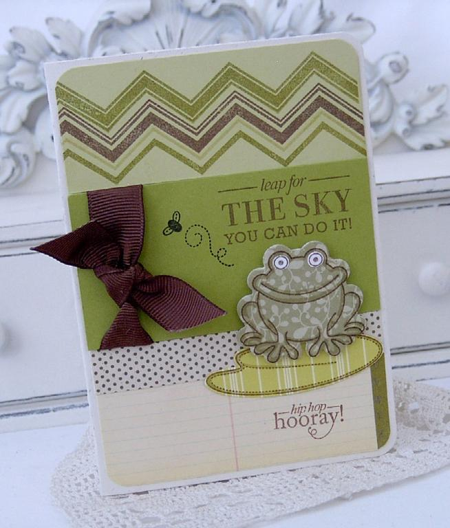 Papertrey Ink Supplies Used:<br />
Stamps:<br />
Boy Basics:  Frog Hop<br />
Background...