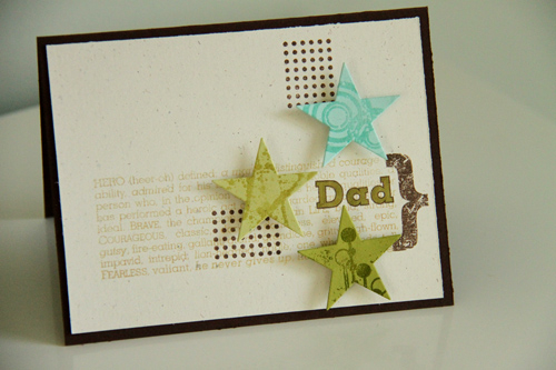 Dad<br />
<br />
Stamps: My Hero, My Dad, Grunge Me<br />
Dies: Seeing Stars<br />
Ink:...