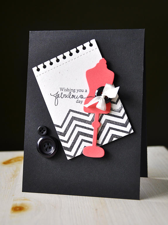 Stamps: Background Basics: Chevron Stripes &amp; Signature Series: Dress Form<br />
Ink: True...