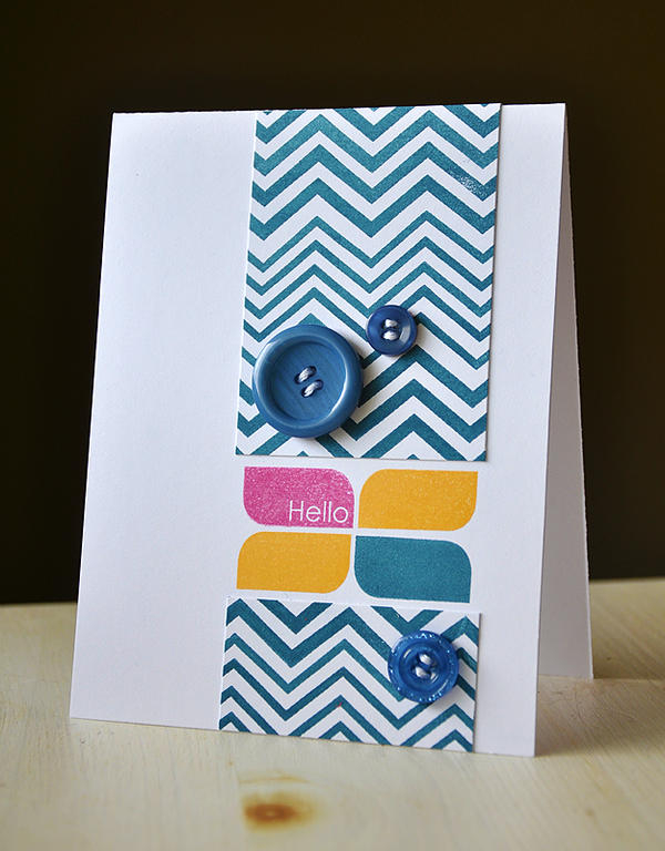 Stamp:  Modern Basics &amp; Background Basics: Chevron Stripes<br />
Ink:  Enchanted Evening,...