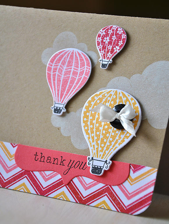 Stamps: Up, Up &amp; Away &amp; Background Basics: Chevron Stripes<br />
Ink: Fresh Snow,...