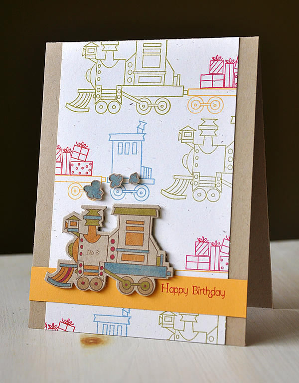 Stamps:  Train Tracks<br />
Ink:  Dark Chocolate, Pure Poppy, Ripe Avocado, Summer Sunrise...