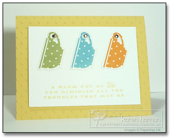 Supplies<br />
Stamps: Tea for Two Additions, Tea for Two (PTI);<br />
Colors: So Saffron,...
