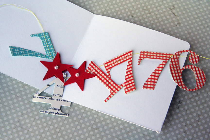 PAPER: white cardstock, October Afternoon paper (blue and text), My Mind's Eye paper (red...