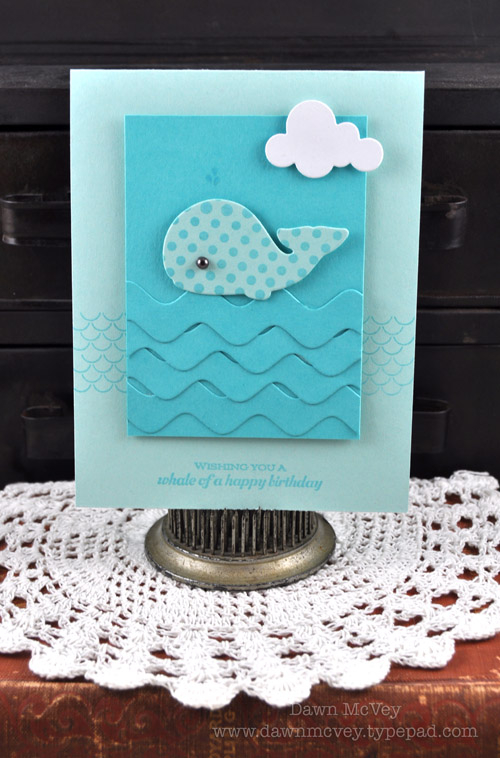 Paper: stamper's select white, hawaiian shores, aqua mist<br />
Stamps: Whale Wishes,...