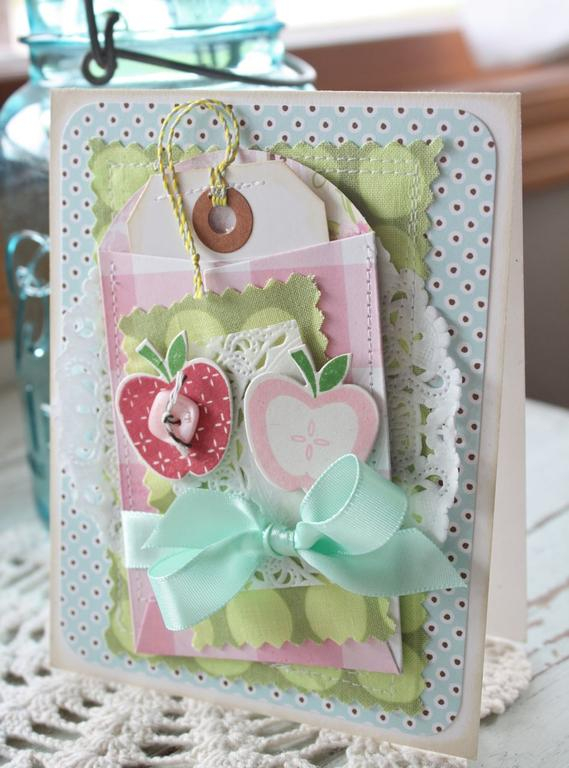 Stamps:Fruit Fusion: Apple<br />
Ink:non PTI red and pink<br />
Paper:The Girls Paperie, Happy...