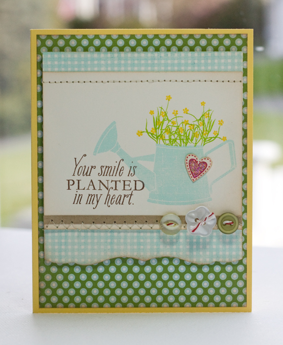 * Stamps- Garden Variety, Just For You, Background Basics: Gingham,<br />
    * Ink- Dark...