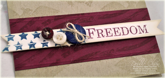 Stamps: Est. 1776<br />
Cardstock: Kraft, Scarlet Jewel, Vintage Cream<br />
Ink: Scarlet...