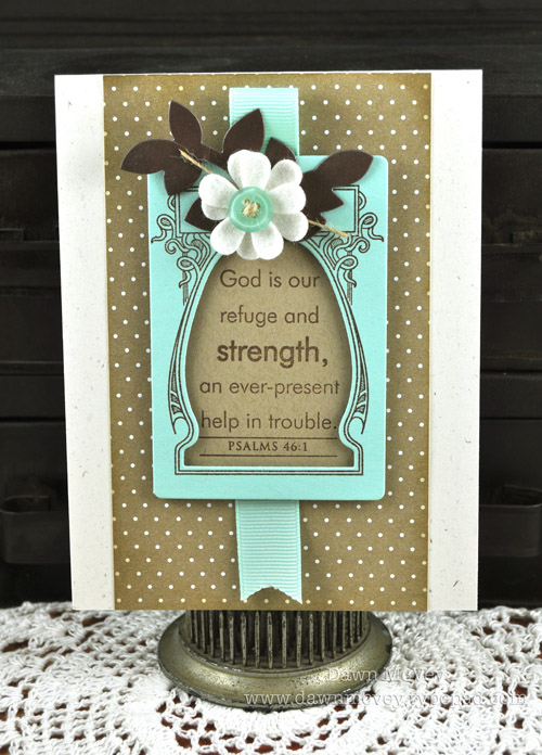 Paper: rustic cream, aqua mist, dark chocolate, 2009 Bitty Dot Basics<br />
Stamps: Beautiful...