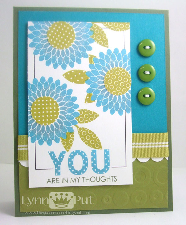Supplies: All About You, Ribbon, Buttons, Scallop Border punch, Embossing die.<br />
<br />...