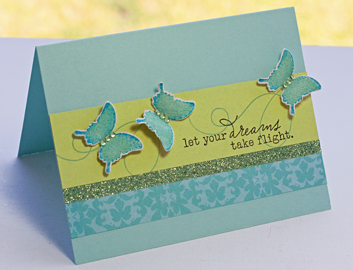 Stamps- Happy Trails<br />
Ink- Water Lilly Green &amp; Reflection Blue Palette Inks, True...