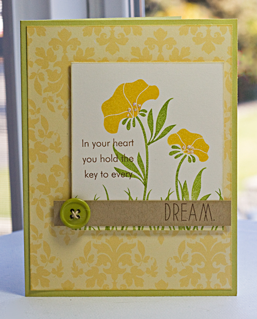 Stamps- Daydreamer<br />
Ink- Dark Chocolate, Landscape, Summer Sunrise<br />
Paper- Damask...