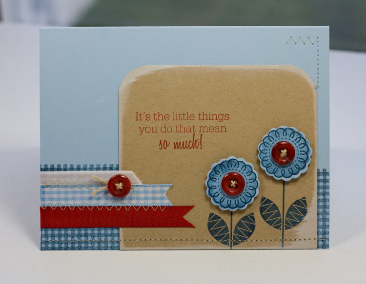 â€¢	Stamps- Flower Fusion 5, Background Basics: Gingham<br />
â€¢	Ink- Enchanted Evening, Pure...