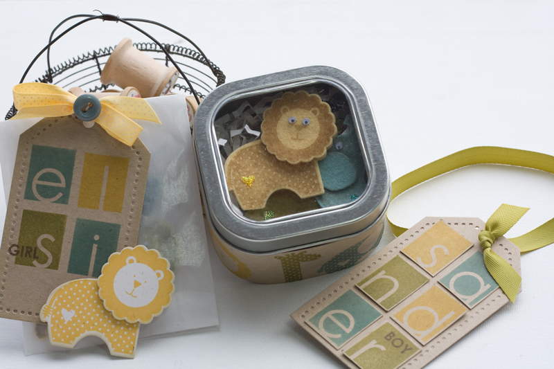 * Stamps- Sweet Baby, Alpha-Blocks<br />
    * Ink- Dark Chocolate, Summer Sunrise, Ocean...