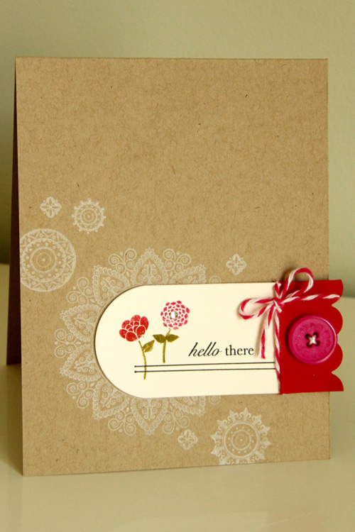 Stamps: Tag-its #5, Mehndi Medallion<br />
Cardstock: Kraft, Vintage Cream, Pure Poppy<br />...