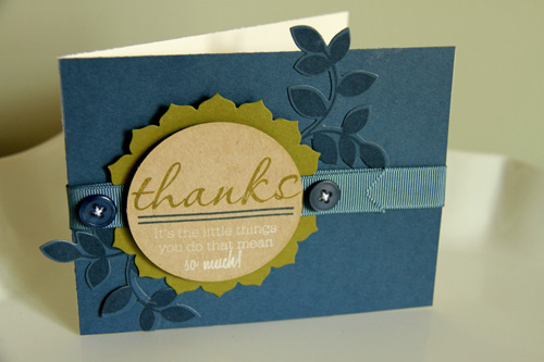 Cardstock: Kraft, Ripe Avocado, Enchanted Evening<br />
Stamps: Think Big Favorites #5, Floral...