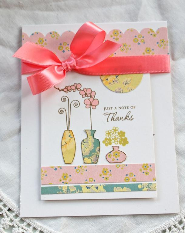 Stamps:Gracious Vases<br />
Ink:dk chocolate<br />
Paper:rustic white, sassafras<br />...