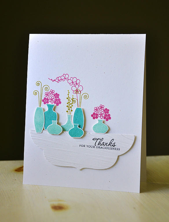 Stamps: Gracious Vases<br />
Ink: Hawaiian Shores, Aqua Mist, Raspberry Fizz &amp; Ripe...