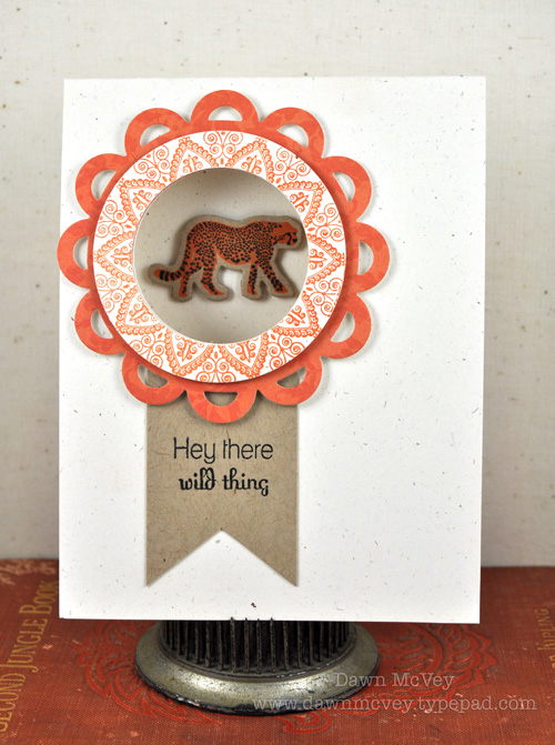 Paper: rustic cream, kraft, Damask Designs<br />
Stamps: It's a Jungle Out There, Mehndi...
