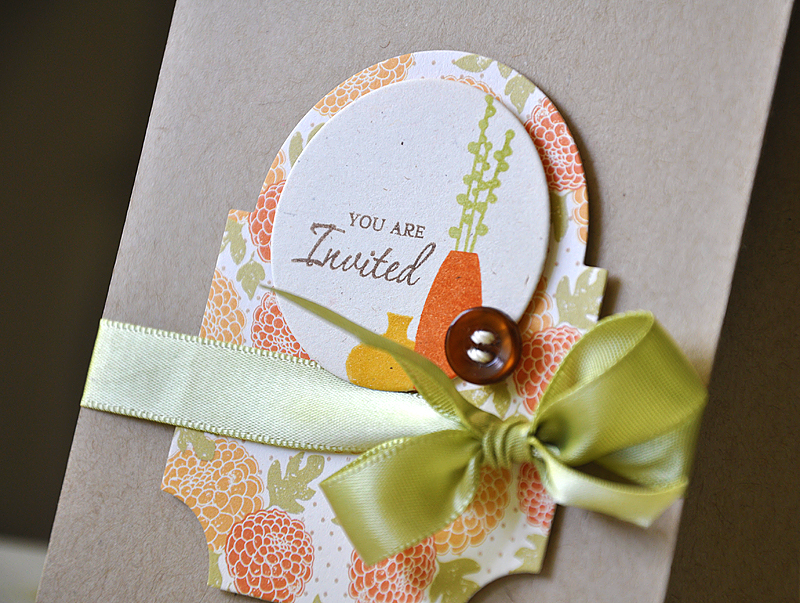 Stamps: Gracious Vases<br />
Ink: Orange Zest, Summer Sunrise, Spring Moss &amp; Dark...