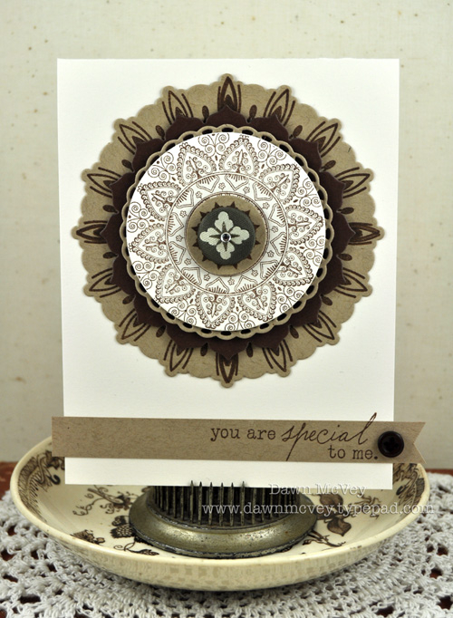 Paper: vintage cream, kraft, dark chocolate<br />
Stamps: Mehndi Medallion, Happy Trails,...