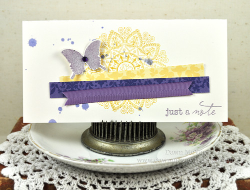 Paper: rustic cream, Damask Designs<br />
Stamps: Mehndi Medallion, Happy Trails<br />
Ink:...
