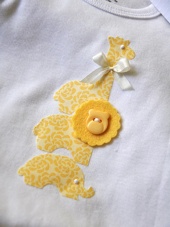 Accessories: Baby Onesie, Yellow Fabric, Baby Love Die, Harvest Gold Felt, Harvest Gold Button,...