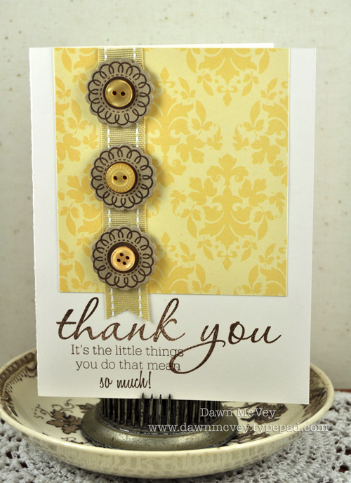 Paper: vintage cream, kraft, Damask Designs<br />
Stamps: Flower Fusion #5, Think Big Favorites...