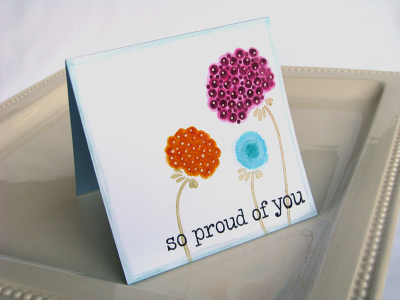 This is a very simple take on watercoloring.  I stamped the flowers first and then watercolored...