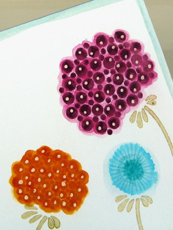 This is a very simple take on watercoloring.  I stamped the flowers first and then watercolored...