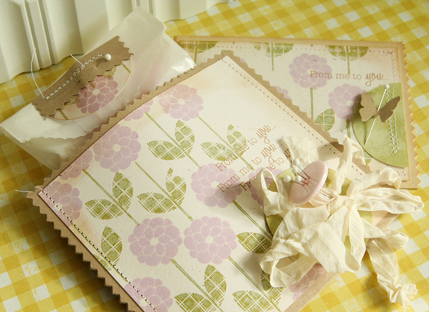 Stamps: Flower Fusion #1<br />
Ink: Lavender Moon, Simply Chartruese<br />
Paper: Butterfly...