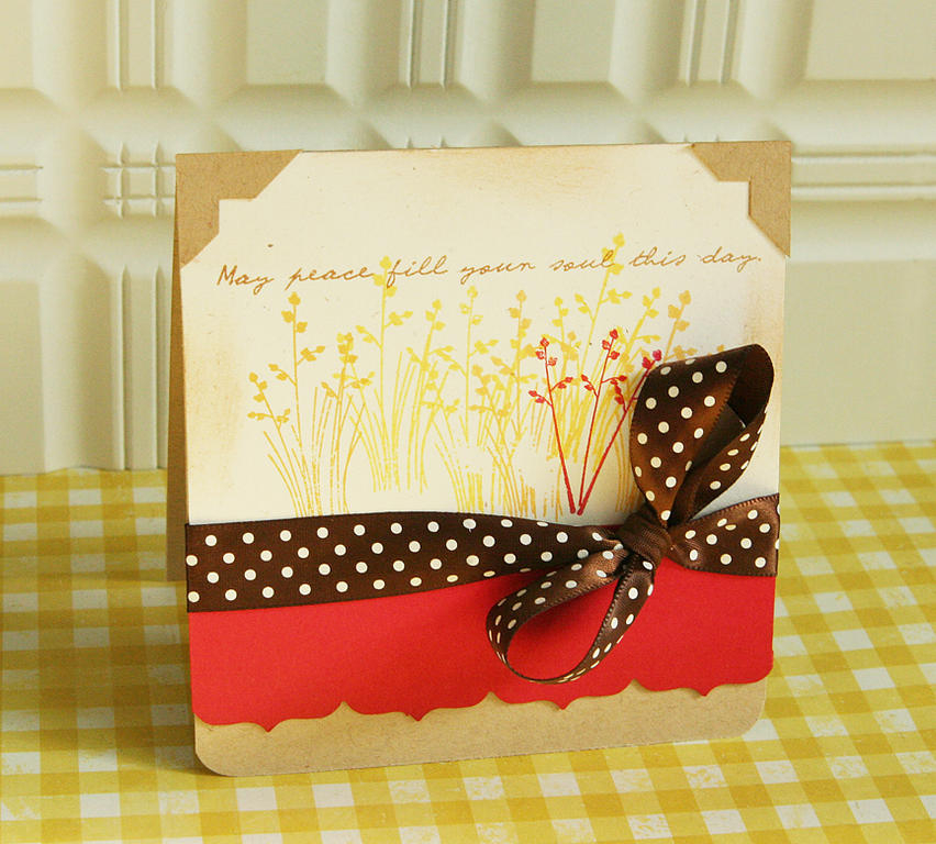 Stamps: Peaceful Garden<br />
Ink: Pure Poppy, Summer Sunrise, and yellow by Jenni Bowlin...