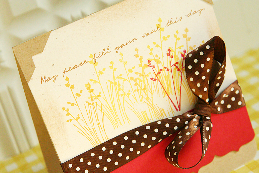 Stamps: Peaceful Garden<br />
Ink: Pure Poppy, Summer Sunrise, and yellow by Jenni Bowlin...