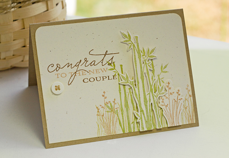 * Stamps- Peaceful Garden and Congrats All Ways<br />
    * Ink- Simply Chartreuse, Dark...