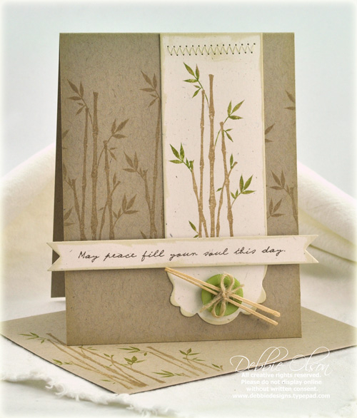 Stamps: Peaceful Garden<br />
Cardstock: Vintage Cream, Kraft<br />
Ink: Dark Chocolate and...