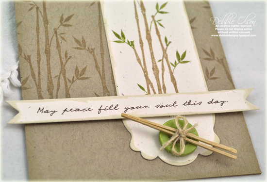 Stamps: Peaceful Garden<br />
Cardstock: Vintage Cream, Kraft<br />
Ink: Dark Chocolate and...