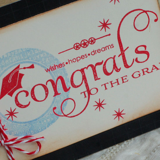 Stamps:  Congrats All Ways, Ad Sense, Tag-its #6, Tag-its #4<br />
Ink:  Pure Poppy, Spring...