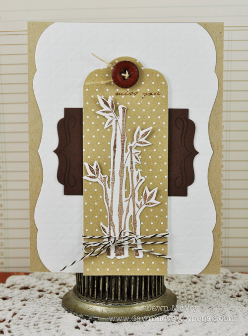 Paper: stamper's select white, kraft, dark chocolate, 2009 Bitty Dot Basics<br />
Stamps:...