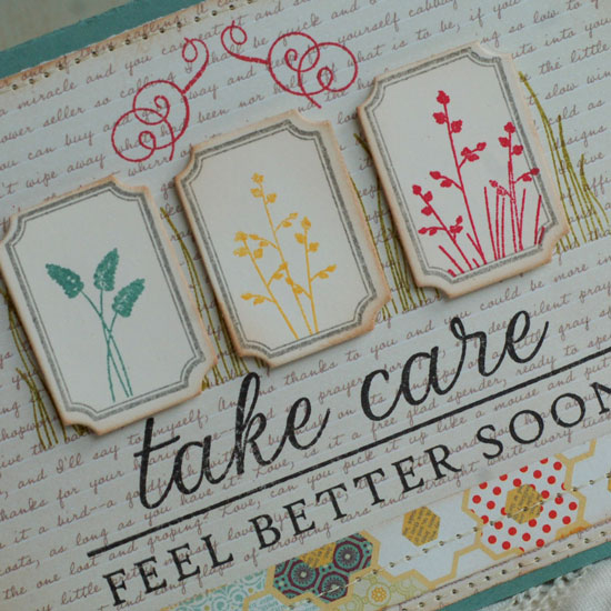 Stamps:  Peaceful Garden, Little Labels, Think Big Favorites #6, Half &amp; Half<br />
Ink:...
