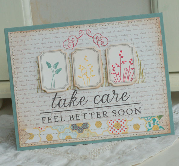 Stamps:  Peaceful Garden, Little Labels, Think Big Favorites #6, Half &amp; Half<br />
Ink:...