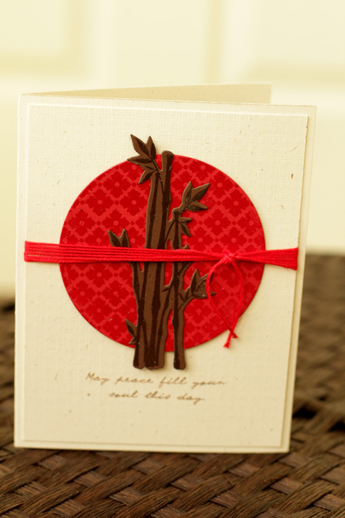 Stamps: Peaceful Garden and Background Basics: Diamonds<br />
Cardstock: Rustic Cream, Pure...