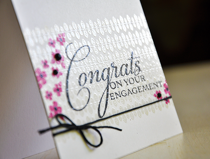 Stamps:  Congrats All Ways, Background Basics: Vines &amp; Tag-it's #5<br />
Ink:  True...