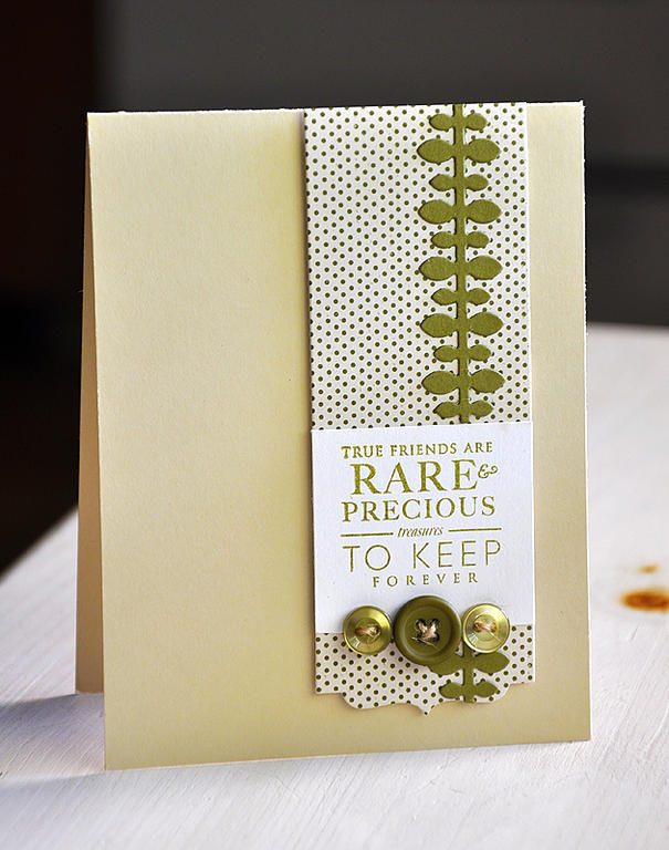 Stamps: Half &amp; Half<br />
Ink: Ripe Avocado<br />
Cardstock: Fine Linen &amp; Rustic...