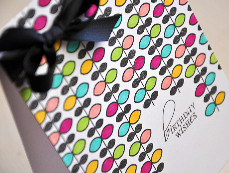 Stamps: Background Basics: Vines &amp; Make A Wish<br />
Ink: True Black<br />
Cardstock:...